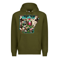 Army Green arkansas map Premium Hoodie - RacoonDesign