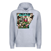 Heather Grey arkansas map Premium Hoodie - RacoonDesign