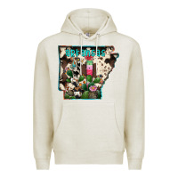 Oatmeal Heather arkansas map Premium Hoodie - RacoonDesign