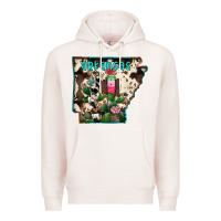 Pale Pink arkansas map Premium Hoodie - RacoonDesign