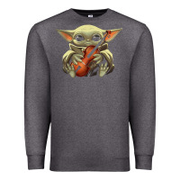 Charcoal Heather baby yoda hug violin [tb] Premium Sweatshirt - linhVisuals