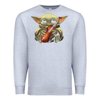 Heather Grey baby yoda hug violin [tb] Premium Sweatshirt - linhVisuals
