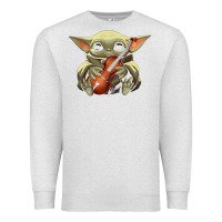 Oatmeal Heather baby yoda hug violin [tb] Premium Sweatshirt - linhVisuals