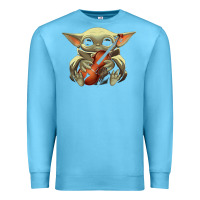 Ocean Blue baby yoda hug violin [tb] Premium Sweatshirt - linhVisuals
