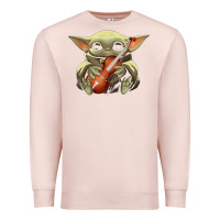 Pale Pink baby yoda hug violin [tb] Premium Sweatshirt - linhVisuals