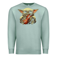 Seafoam baby yoda hug violin [tb] Premium Sweatshirt - linhVisuals