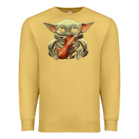 Antique Gold baby yoda hug violin [tb] Premium Sweatshirt - linhVisuals