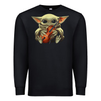 Black baby yoda hug violin [tb] Premium Sweatshirt - linhVisuals