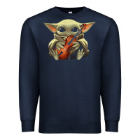 Navy baby yoda hug violin [tb] Premium Sweatshirt - linhVisuals