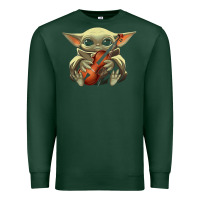 Sports Green baby yoda hug violin [tb] Premium Sweatshirt - linhVisuals