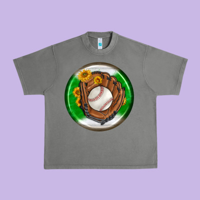 Baseball With Sunflower Round Earrings Urban Heavy Tee Designed By Bundleandbundleshop