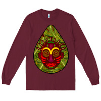 Burgundy african masks teardrop  7 Long Sleeve Tee - BundleAndBundleShop