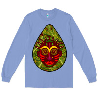 Colony Blue african masks teardrop  7 Long Sleeve Tee - BundleAndBundleShop