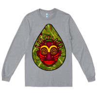 Heather Grey african masks teardrop  7 Long Sleeve Tee - BundleAndBundleShop