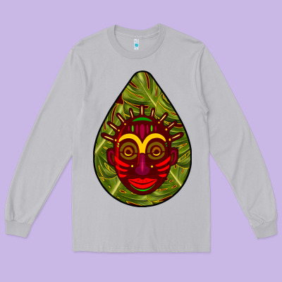 African Masks Teardrop  7 Long Sleeve Tee Designed By Bundleandbundleshop
