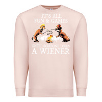 Pale Pink it's all fun and games until someone loses a wiener shirt Premium Sweatshirt - linhVisuals