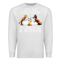 Oatmeal Heather it's all fun and games until someone loses a wiener shirt Premium Sweatshirt - linhVisuals