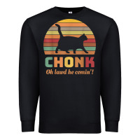 Black chonk cat scale meme retro oh lawd he comin' memes t shirt Premium Sweatshirt - linhVisuals