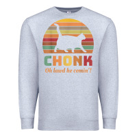 Heather Grey chonk cat scale meme retro oh lawd he comin' memes t shirt Premium Sweatshirt - linhVisuals