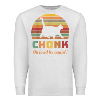 Oatmeal Heather chonk cat scale meme retro oh lawd he comin' memes t shirt Premium Sweatshirt - linhVisuals
