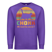 Purple chonk cat scale meme retro oh lawd he comin' memes t shirt Premium Sweatshirt - linhVisuals