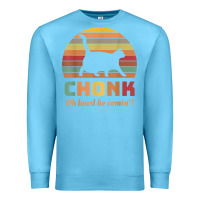 Ocean Blue chonk cat scale meme retro oh lawd he comin' memes t shirt Premium Sweatshirt - linhVisuals