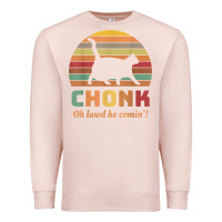 Pale Pink chonk cat scale meme retro oh lawd he comin' memes t shirt Premium Sweatshirt - linhVisuals