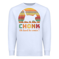 White chonk cat scale meme retro oh lawd he comin' memes t shirt Premium Sweatshirt - linhVisuals