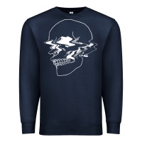 Navy creepy cool egirl eboy pastel goth vaporwave glitch skull sweatshirt Premium Sweatshirt - linhVisuals