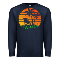 Navy outdoor t  shirt tahiti retro vintage sunset t  shirt Premium Sweatshirt - linhVisuals