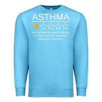 Ocean Blue funny asthma awareness one star rating inhaler wheezy breath t shirt Premium Sweatshirt - linhVisuals