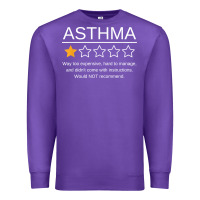 Purple funny asthma awareness one star rating inhaler wheezy breath t shirt Premium Sweatshirt - linhVisuals