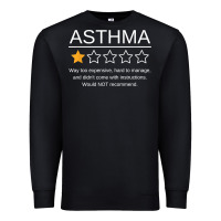 Black funny asthma awareness one star rating inhaler wheezy breath t shirt Premium Sweatshirt - linhVisuals