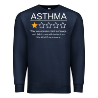 Navy funny asthma awareness one star rating inhaler wheezy breath t shirt Premium Sweatshirt - linhVisuals