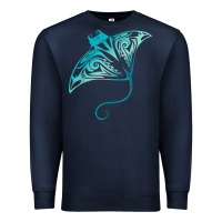 Navy hawaii tribal manta ray hawaiian shirt shark lover t shirt Premium Sweatshirt - linhVisuals