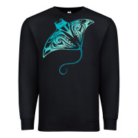 Black hawaii tribal manta ray hawaiian shirt shark lover t shirt Premium Sweatshirt - linhVisuals