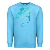 Ocean Blue hawaii tribal manta ray hawaiian shirt shark lover t shirt Premium Sweatshirt - linhVisuals