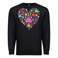 Black heart paw print dog cat lover valentines day t shirt Premium Sweatshirt - linhVisuals