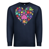 Navy heart paw print dog cat lover valentines day t shirt Premium Sweatshirt - linhVisuals