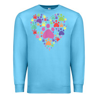 Ocean Blue heart paw print dog cat lover valentines day t shirt Premium Sweatshirt - linhVisuals