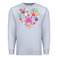 Heather Grey heart paw print dog cat lover valentines day t shirt Premium Sweatshirt - linhVisuals