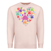 Pale Pink heart paw print dog cat lover valentines day t shirt Premium Sweatshirt - linhVisuals
