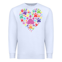 White heart paw print dog cat lover valentines day t shirt Premium Sweatshirt - linhVisuals