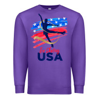 Purple ice skating dance support the team tshirt usa flag t shirt Premium Sweatshirt - linhVisuals