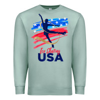 Seafoam ice skating dance support the team tshirt usa flag t shirt Premium Sweatshirt - linhVisuals