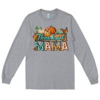 Heather Grey thankful mama Long Sleeve Tee - BundleAndBundleShop