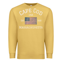 Antique Gold cape cod massachusetts american flag usa travel vintage pullover hoodi Premium Sweatshirt - linhVisuals