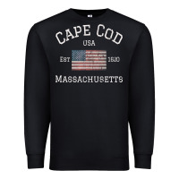 Black cape cod massachusetts american flag usa travel vintage pullover hoodi Premium Sweatshirt - linhVisuals