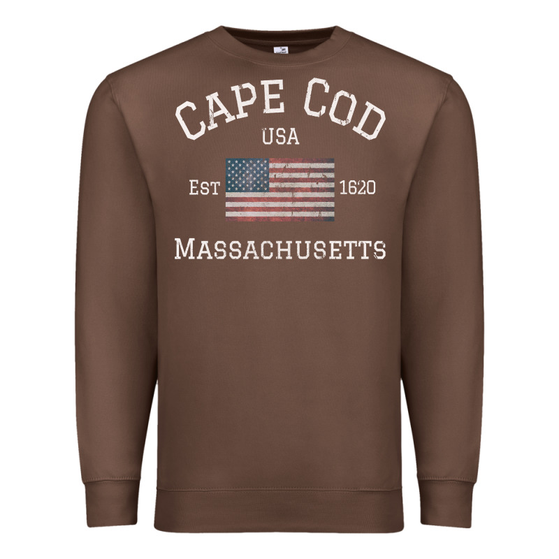 Cape Cod Massachusetts American Flag Usa Travel Vintage Pullover Hoodi Premium Sweatshirt by linhVisuals | Teevron