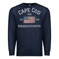 Navy cape cod massachusetts american flag usa travel vintage pullover hoodi Premium Sweatshirt - linhVisuals